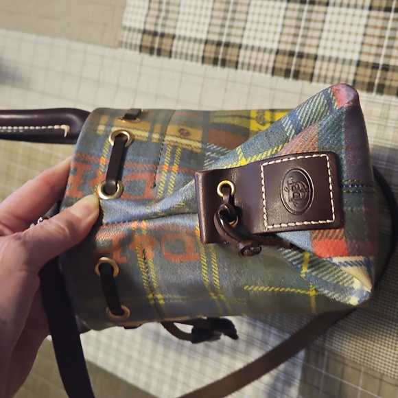 Dooney & Burke Madras Plaid Small Tassel Ladybug Tote Bag / Satchel EUC - Picture 15 of 16